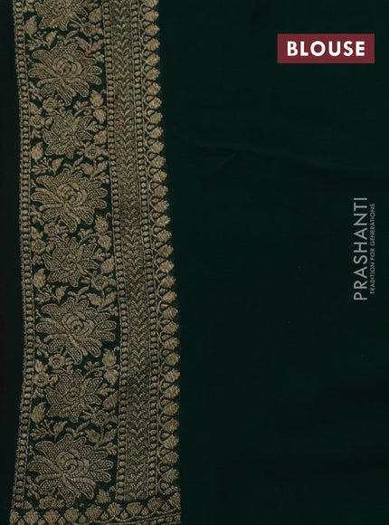 Banarasi georgette saree red and coffee brown green with allover thread & zari woven butta weaves and woven border