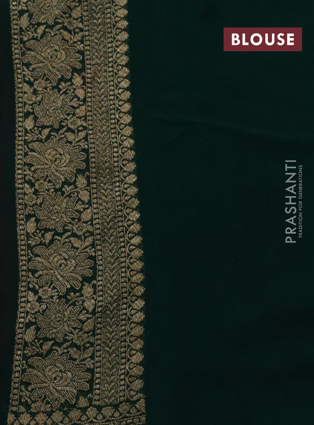 Banarasi georgette saree red and coffee brown green with allover thread & zari woven butta weaves and woven border