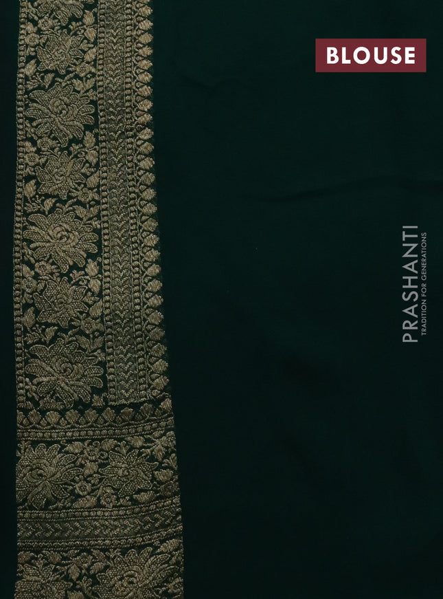 Banarasi georgette saree pink and wine green with allover thread & zari woven butta weaves and woven border