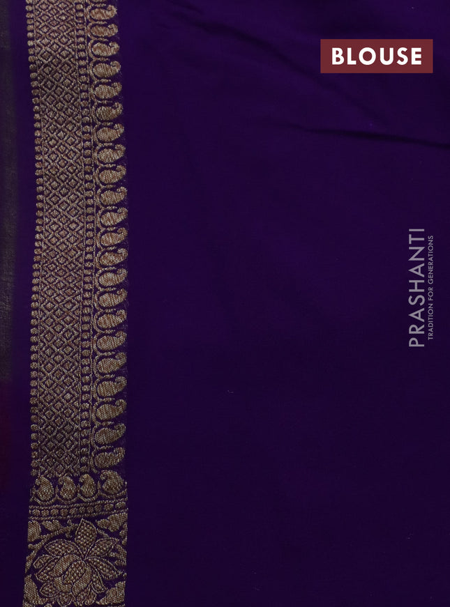 Banarasi georgette saree pista green and pink violet with allover thread & zari woven butta weaves and woven border