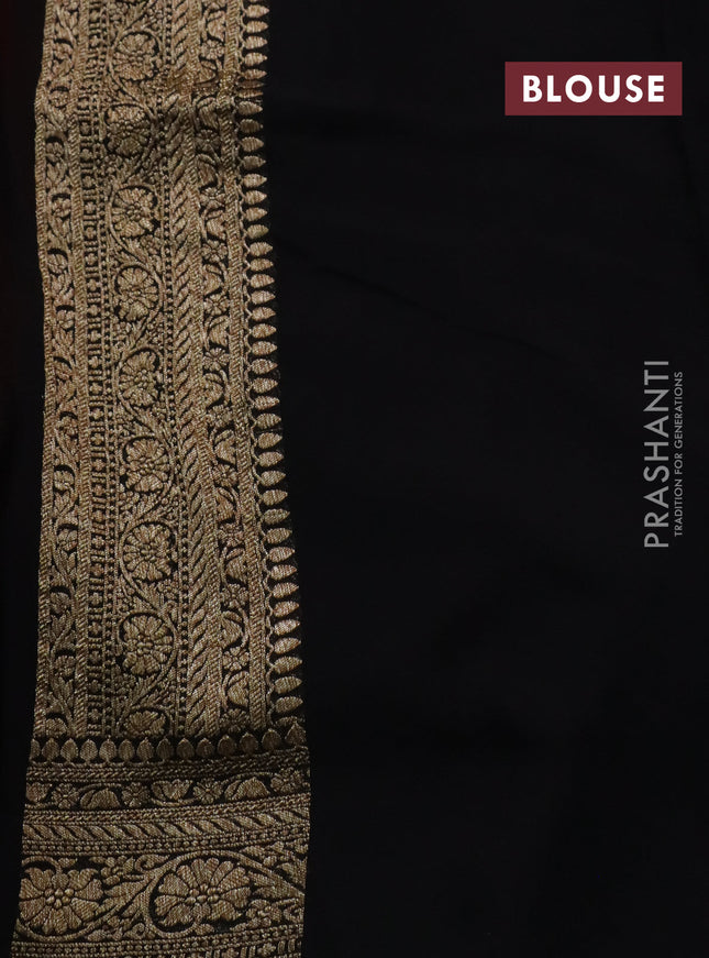 Banarasi georgette saree red and black with allover thread & zari woven butta weave and woven border