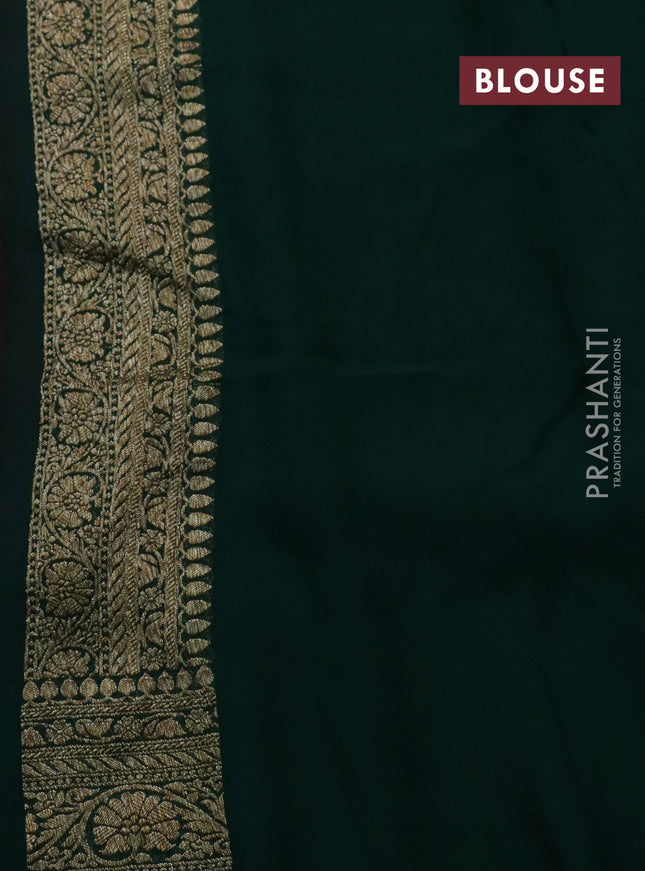 Banarasi georgette saree pink and green with allover thread & zari woven buttas weaves and woven border