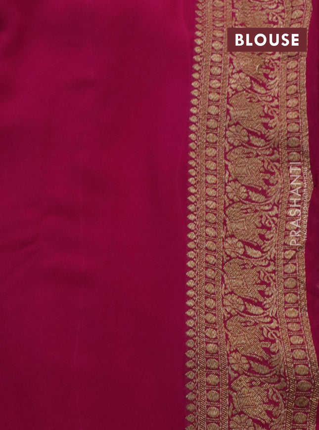 Banarasi georgette saree purple and orange pink with allover thread & zari woven butta weaves and long woven border