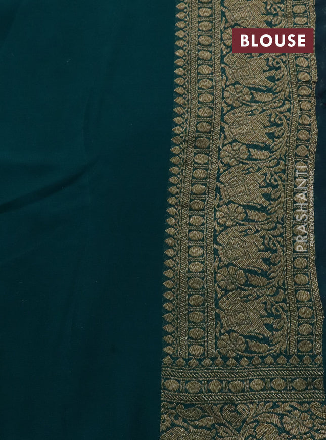 Banarasi georgette saree pink and teal green with allover thread & zari woven butta weaves and long woven border