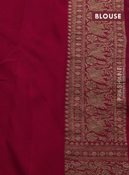 Banarasi georgette saree green and pink with allover thread & zari woven butta weaves and long woven border