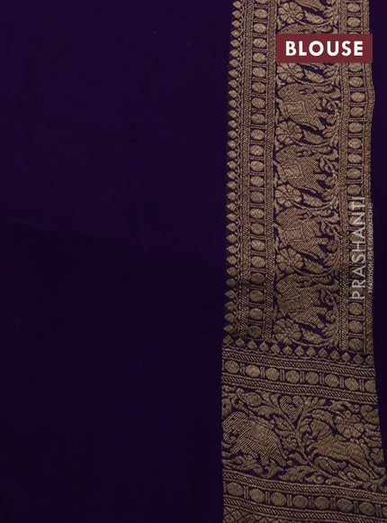 Banarasi georgette saree orange and violet with allover thread & zari woven butta weaves and long woven border