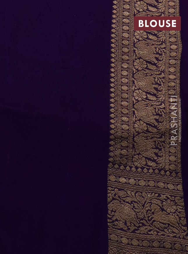 Banarasi georgette saree orange and violet with allover thread & zari woven butta weaves and long woven border