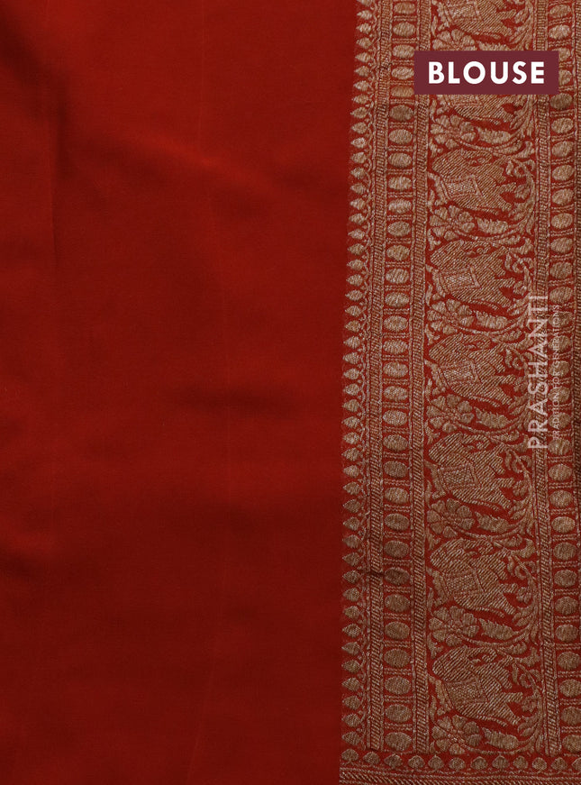 Banarasi georgette saree blue and pink orange with allover thread & zari woven butta weaves and long woven border