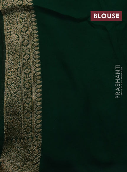 Banarasi georgette saree red and green with allover checked pattern & woven buttas and woven border