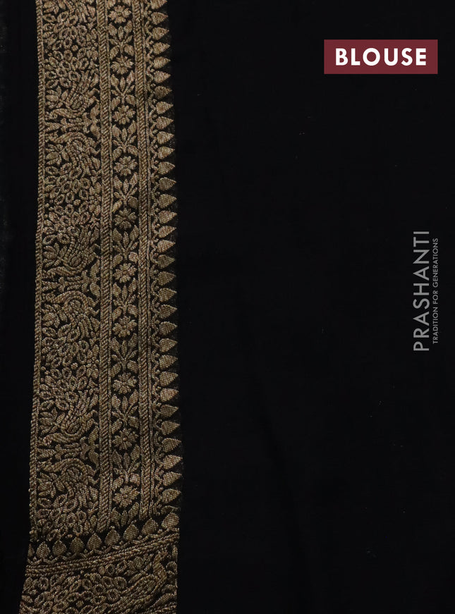 Banarasi georgette saree teal green and black with allover checked pattern & woven buttas and woven border