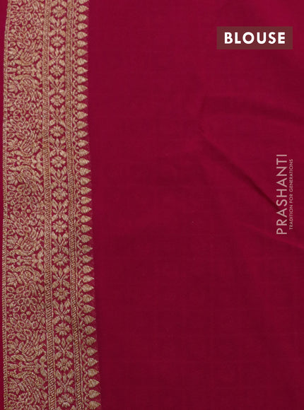 Banarasi georgette saree blue and pink with allover checked pattern & woven buttas and woven border