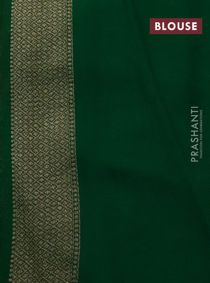 Banarasi georgette saree red and green with allover thread & zari woven butta weaves and long paisley design woven border
