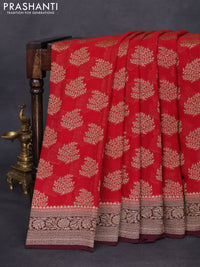 Banarasi georgette saree red and deep maroon with allover thread & zari woven buttas and woven border