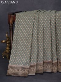 Banarasi georgette saree grey and black with allover thread & zari woven butta weaves and woven border