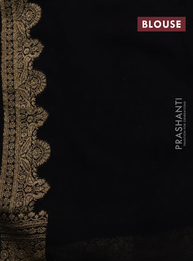 Banarasi georgette saree grey and black with allover thread & zari woven butta weaves and woven border