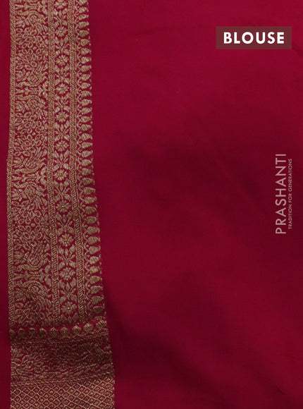 Banarasi georgette saree cream and pink with allover thread & zari woven butta weaves and woven border