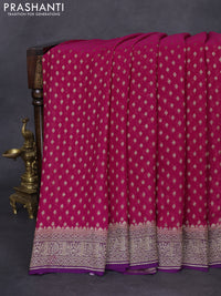 Banarasi georgette saree pink and purple with allover thread & zari woven butta weaves and woven border