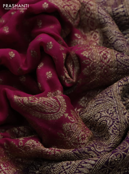 Banarasi georgette saree pink and purple with allover thread & zari woven butta weaves and woven border