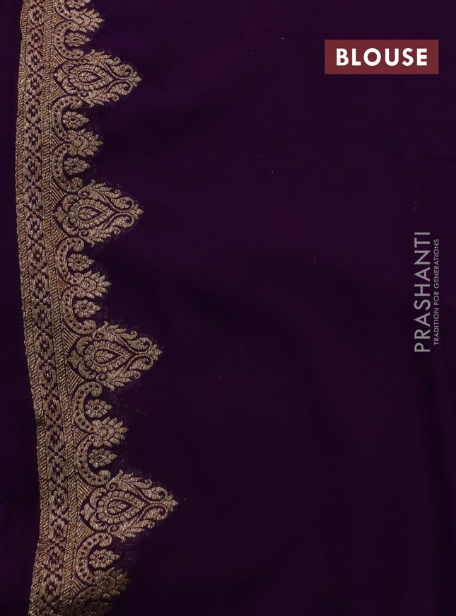 Banarasi georgette saree pink and purple with allover thread & zari woven butta weaves and woven border