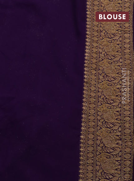 Banarasi georgette saree mustard yellow and purple with allover thread & zari woven butta weaves and woven border