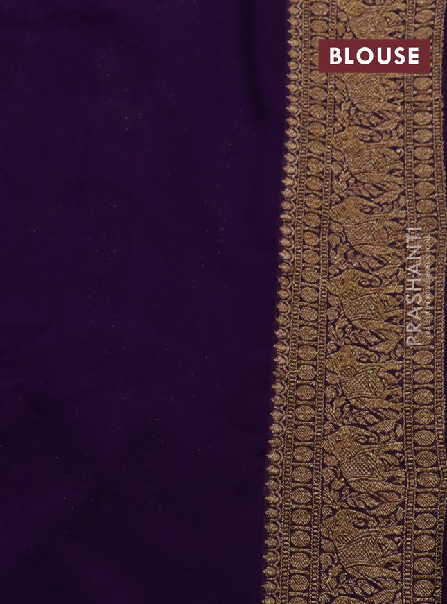 Banarasi georgette saree mustard yellow and purple with allover thread & zari woven butta weaves and woven border