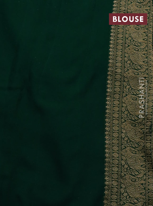 Banarasi georgette saree deep maroon and green with allover thread & zari woven butta weaves and woven border