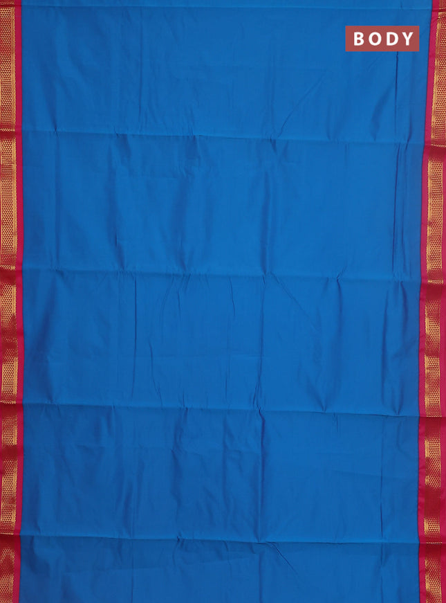 10 yards salem silk saree cs blue and pink with plain body and zari woven border