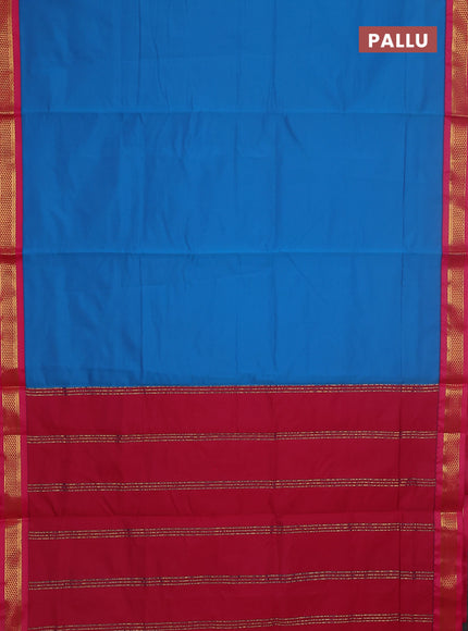 10 yards salem silk saree cs blue and pink with plain body and zari woven border