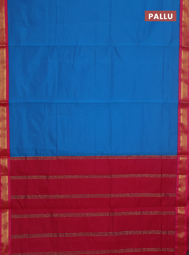10 yards salem silk saree cs blue and pink with plain body and zari woven border