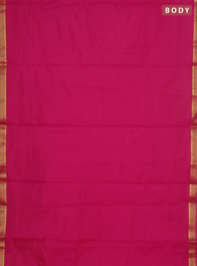 10 yards salem silk saree dark pink with plain body and zari woven border
