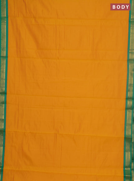 10 yards salem silk saree mustard yellow and green with plain body and zari woven border