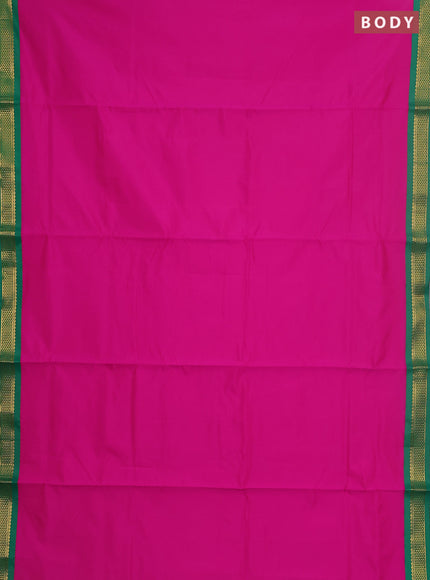 10 yards salem silk saree pink and green with plain body and zari woven border