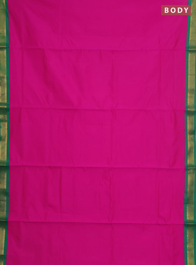 10 yards salem silk saree pink and green with plain body and zari woven border