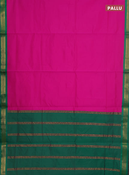 10 yards salem silk saree pink and green with plain body and zari woven border