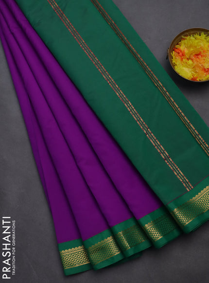 10 yards salem silk saree purple and green with plain body and zari woven border