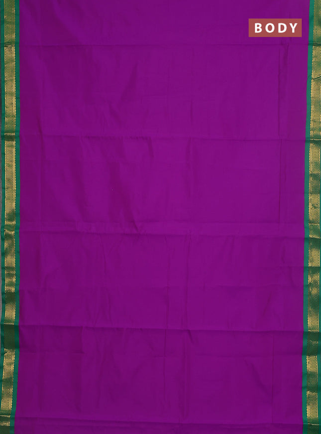 10 yards salem silk saree purple and green with plain body and zari woven border