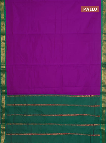 10 yards salem silk saree purple and green with plain body and zari woven border