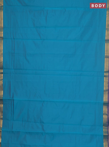 10 yards salem silk saree peacock green with plain body and zari woven border