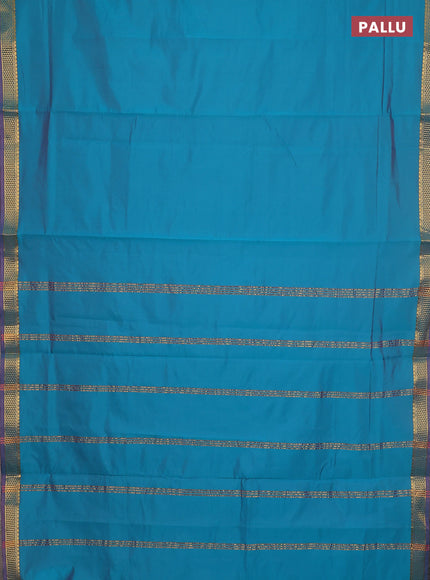 10 yards salem silk saree peacock green with plain body and zari woven border