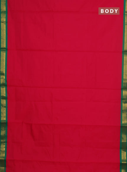 10 yards salem silk saree pink and green with plain body and zari woven border