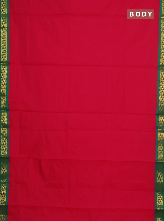 10 yards salem silk saree pink and green with plain body and zari woven border