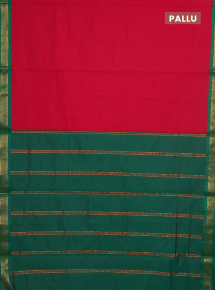 10 yards salem silk saree pink and green with plain body and zari woven border