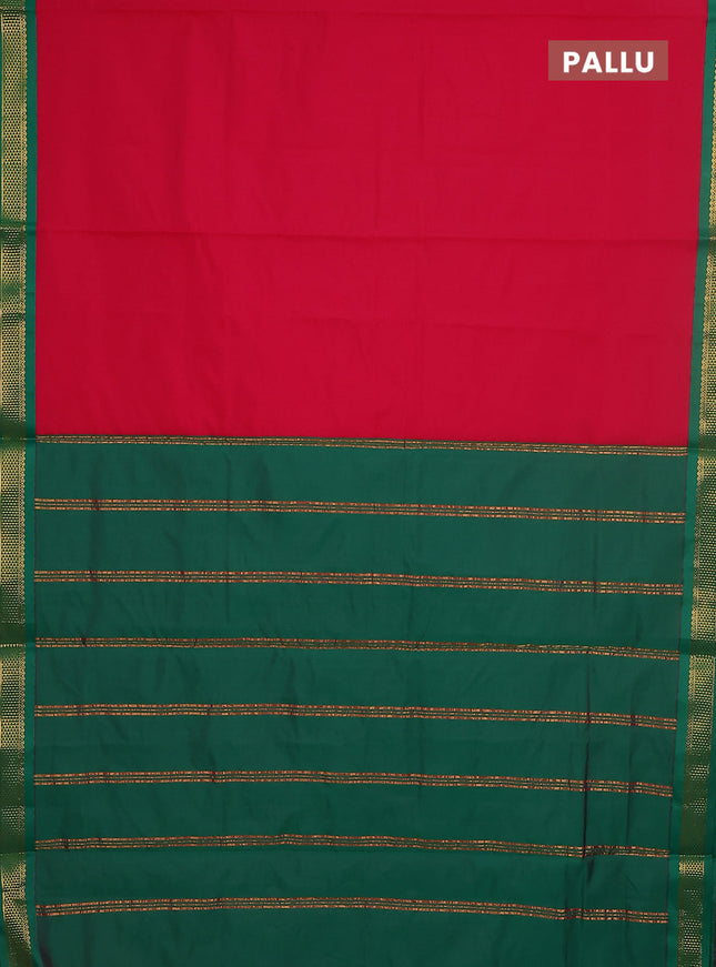 10 yards salem silk saree pink and green with plain body and zari woven border