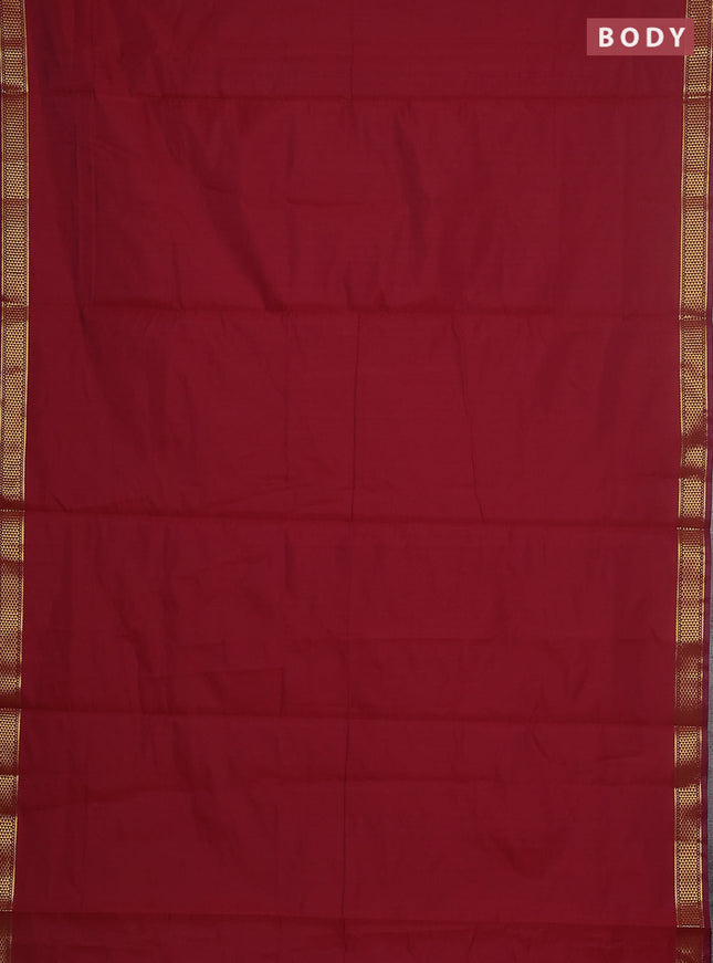 10 yards salem silk saree maroon with plain body and zari woven border