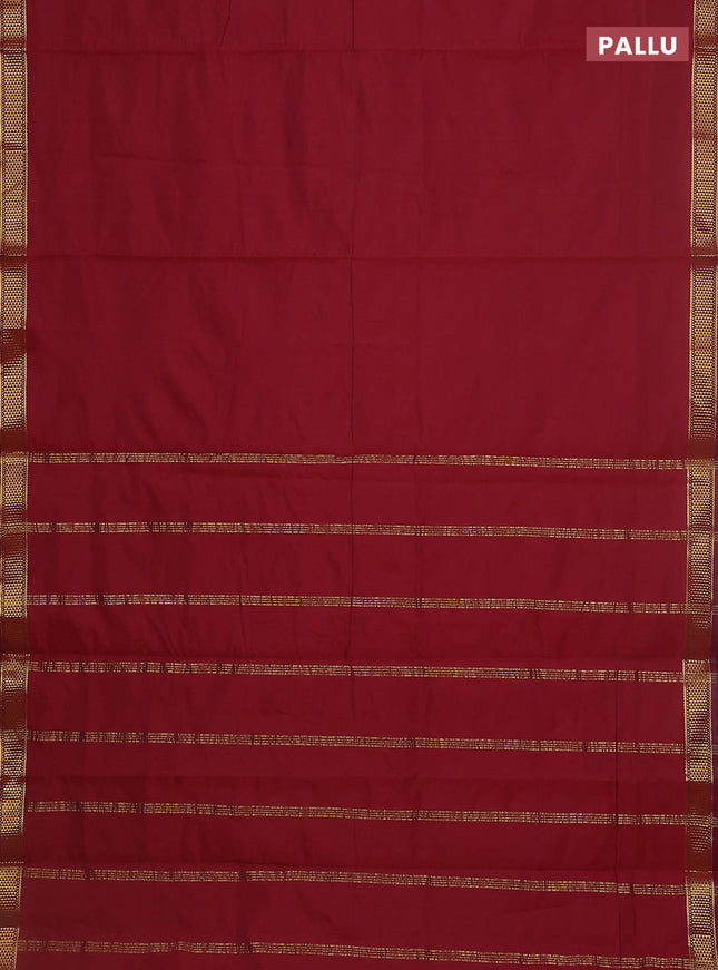 10 yards salem silk saree maroon with plain body and zari woven border