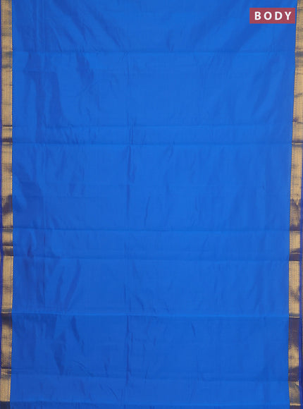 10 yards salem silk saree cs blue with plain body and zari woven border