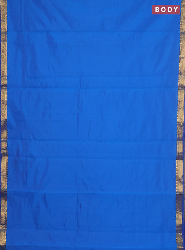 10 yards salem silk saree cs blue with plain body and zari woven border