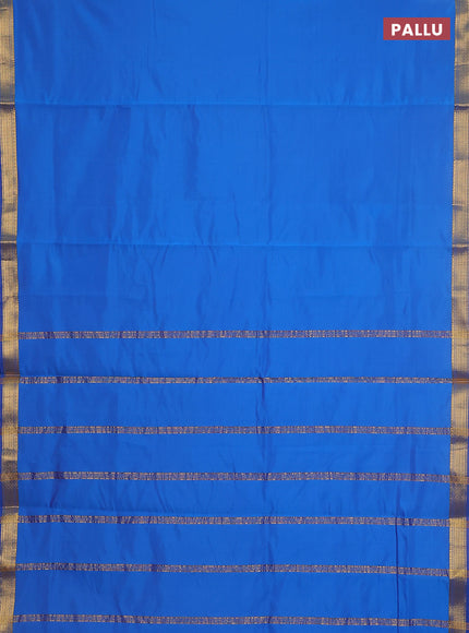 10 yards salem silk saree cs blue with plain body and zari woven border