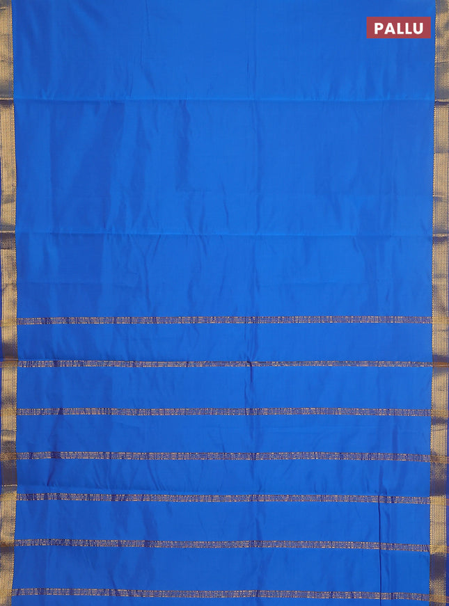 10 yards salem silk saree cs blue with plain body and zari woven border