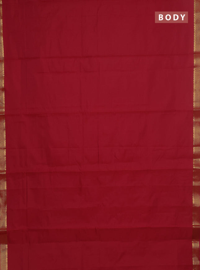10 yards salem silk saree maroon with plain body and zari woven border
